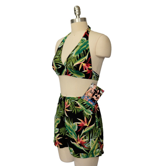 Vintage 90s Catalina Bikini Two Piece Swimsuit Size S NWT Tropical Hawaiian - Picture 7 of 11